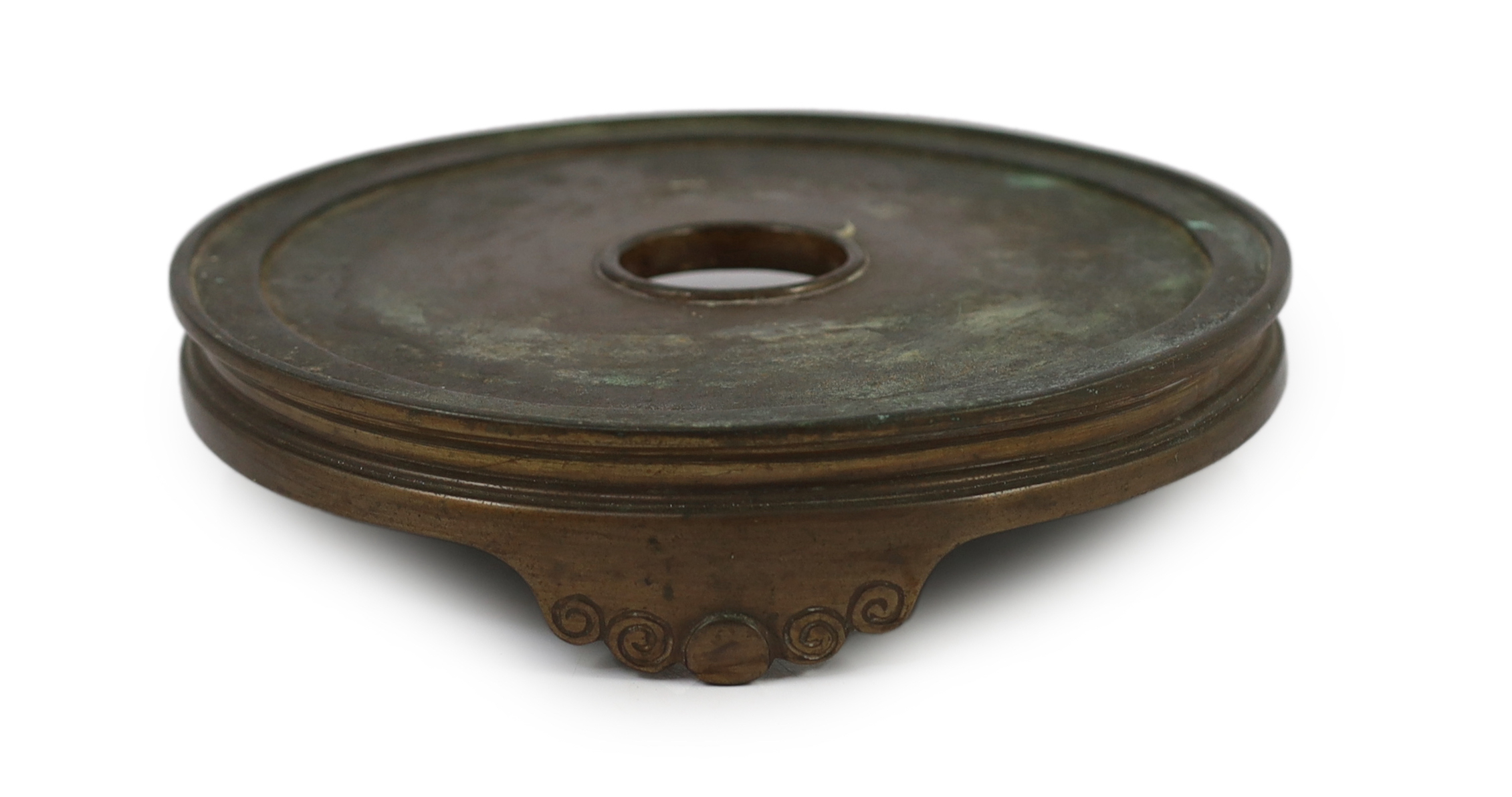 A large Chinese patinated bronze censer stand, 17th/18th century